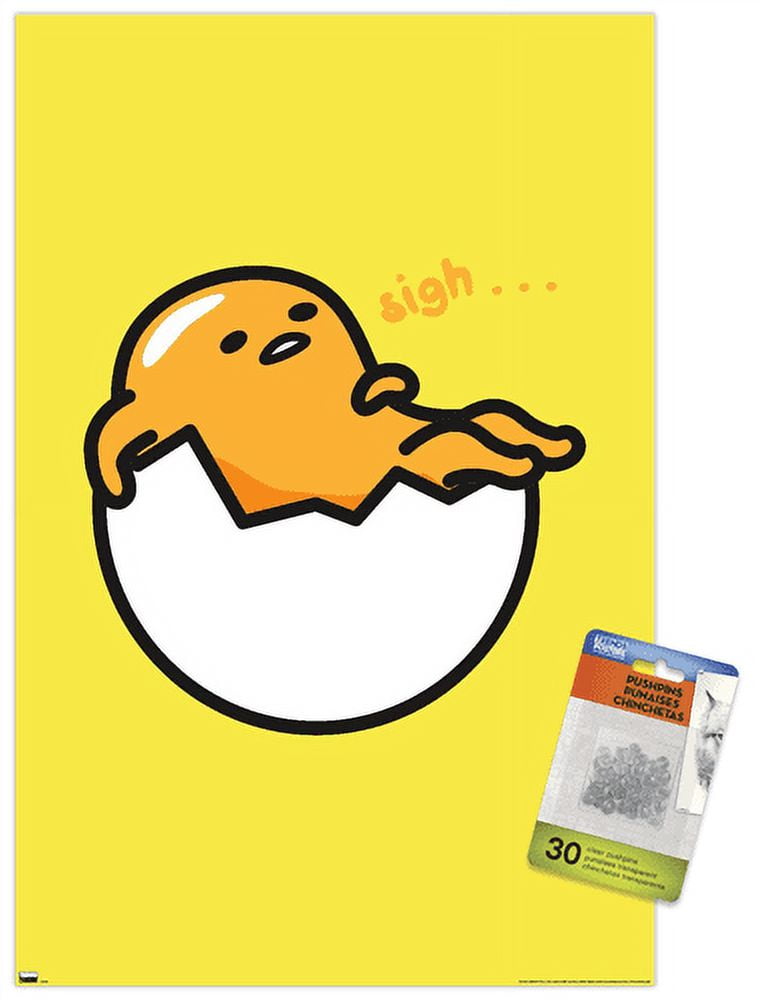 Gudetama - Sigh Wall Poster with Push Pins, 14.725" x 22.375"