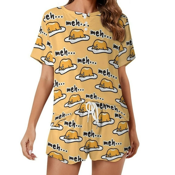 Gudetama Women Pajamas Set Loungewear Sleepwear 2 Piece PJ Sets