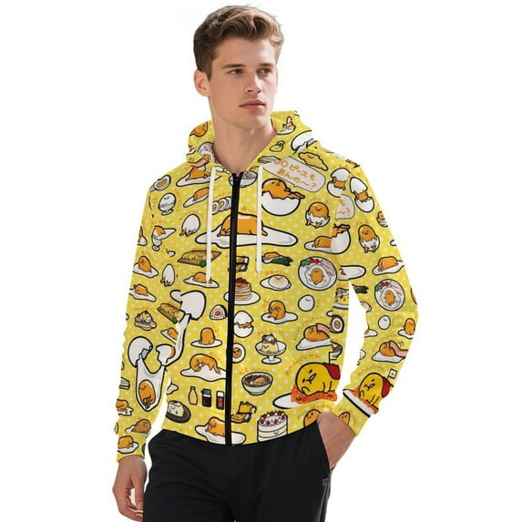 Gudetama Zip-Up Hoodie Pullover Hooded Long Sleeve Sweatshirts Tops Blouse with Pocket for Mens Womens