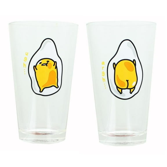 Gudetama the Lazy Egg 16oz Pint Glass Set of 2
