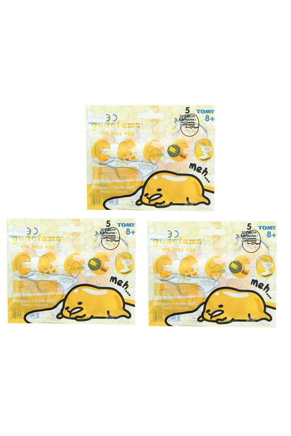 Gudetama the Lazy Egg Series 1 Blind Bag Dangler Keychain - Lot of 3