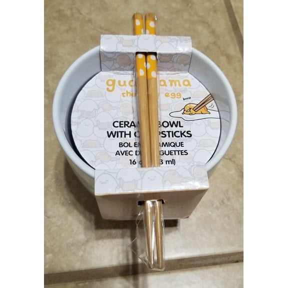Gudetama the lazy egg Ceramic Bowl with chopsticks