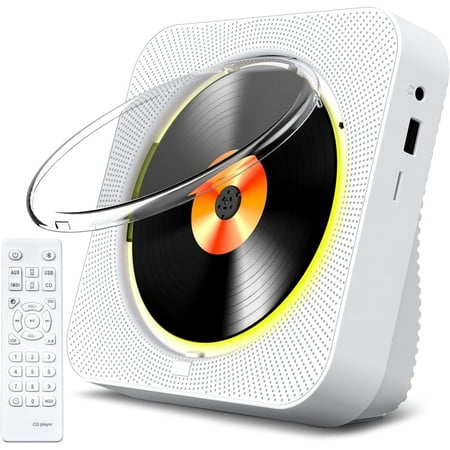 Gueray CD Player Portable Bluetooth 5.1 Desktop CD Player with Hifi Sound Speakers, Remote Control, Dust Cover, LED Display, FM Radio Wireless, Party
