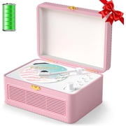 Gueray CD Player Portable Bluetooth Retro CD Players with Speakers Vintage CD-Player 3600mAh Rechargeable & Radio & Remote Control