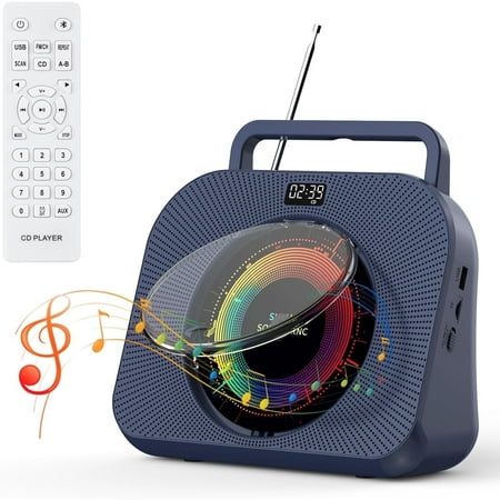 Gueray CD Player for Home, Bluetooth Desktop CD Player with Speakers, Headphone Jack FM Radio CD Player with Remote Control