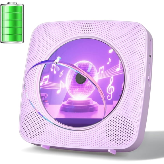Gueray Portable CD Player Bluetooth: CD Players for Home Rechargeable Desktop Wall Portable CD Player with Bluetooth & Dual Speakers Music Player