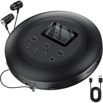 Gueray Portable CD Player with Dual Stereo Speakers, Rechargeable CD Player for Car, Walkman CD Players for Home with Headphones and AUX Cable