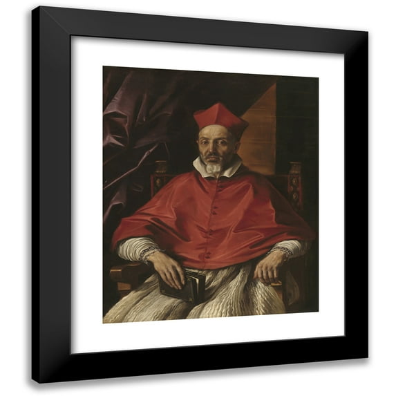 Guercino 12x14 Black Modern Framed Museum Art Print Titled - Cardinal Francesco Cennini (1625)