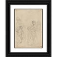 thumbnail image 1 of Guercino 14x18 Black Ornate Wood Framed Double Matted Museum Art Print Titled - Madonna and Child with Saints Gimignano, John the Baptist, George and Peter Martyr, 1 of 5