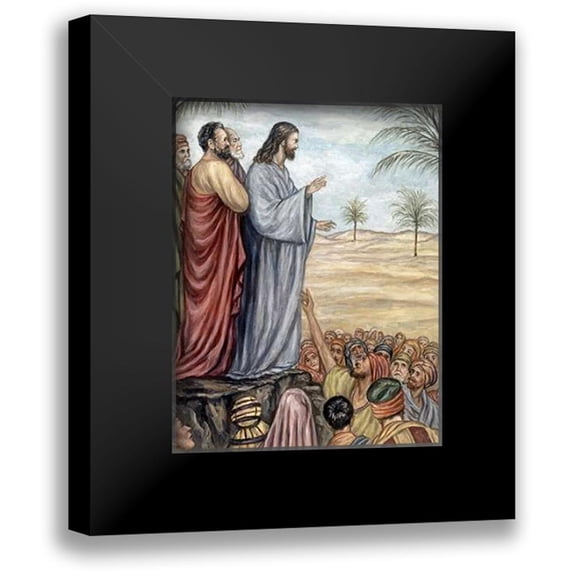 Guercino, Giovanni 12x14 Black Modern Framed Museum Art Print Titled - Sermon On The Mount