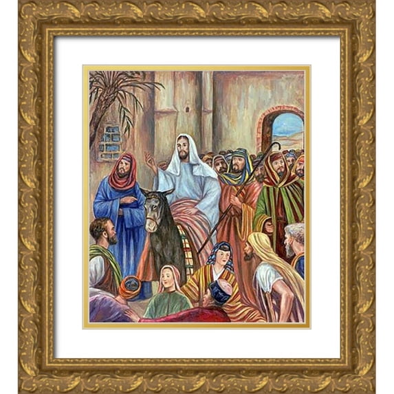 Guercino, Giovanni 20x23 Gold Ornate Wood Framed with Double Matting Museum Art Print Titled - Entry into Jerusalem