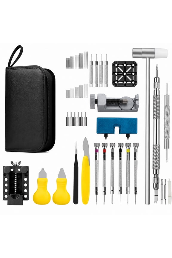 Professional Watch Repair Kit with Battery Replacement Tools & Case