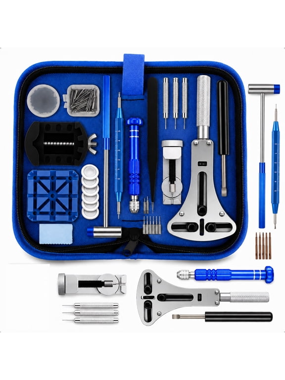 Professional Watch Repair Tool Kit with Battery Replacement Set, Blue