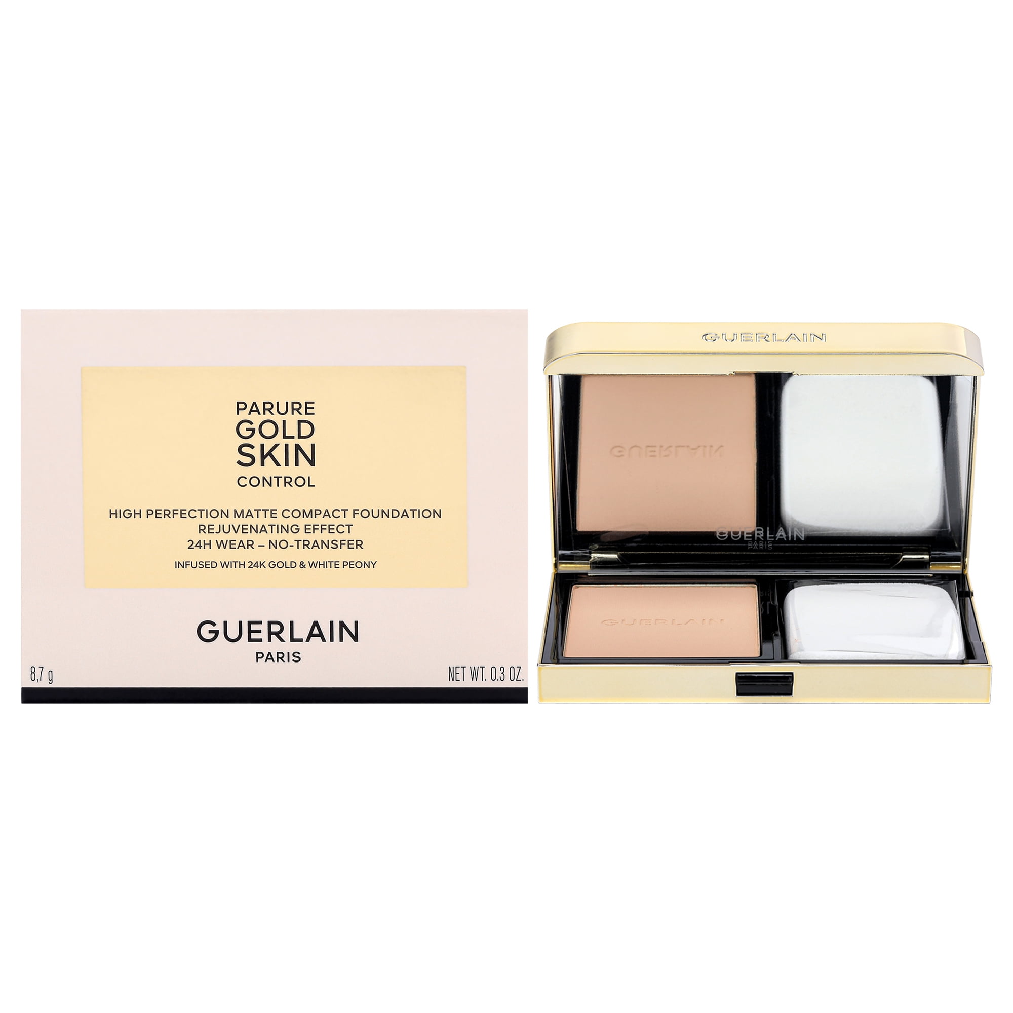 Guerlain Parure Gold Skin Control Matte Compact Foundation - 3N Medium Skin with Neutral Beige Undertones , 0.3 oz Foundation (Refillable)