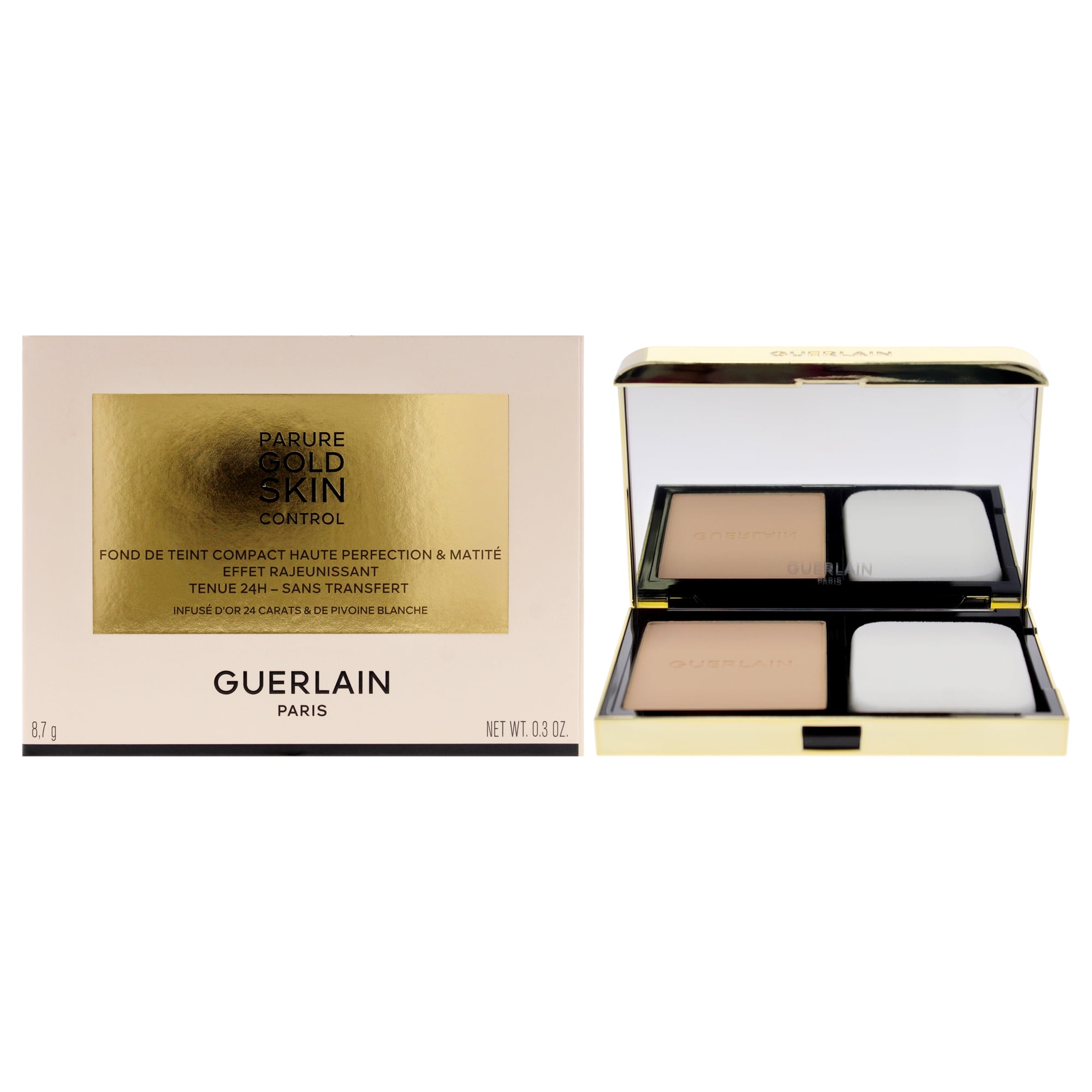 Guerlain Parure Gold Skin Control Matte Compact Foundation - 2N Light Skin with Neutral Beige Undertones , 0.3 oz Foundation (Refillable)