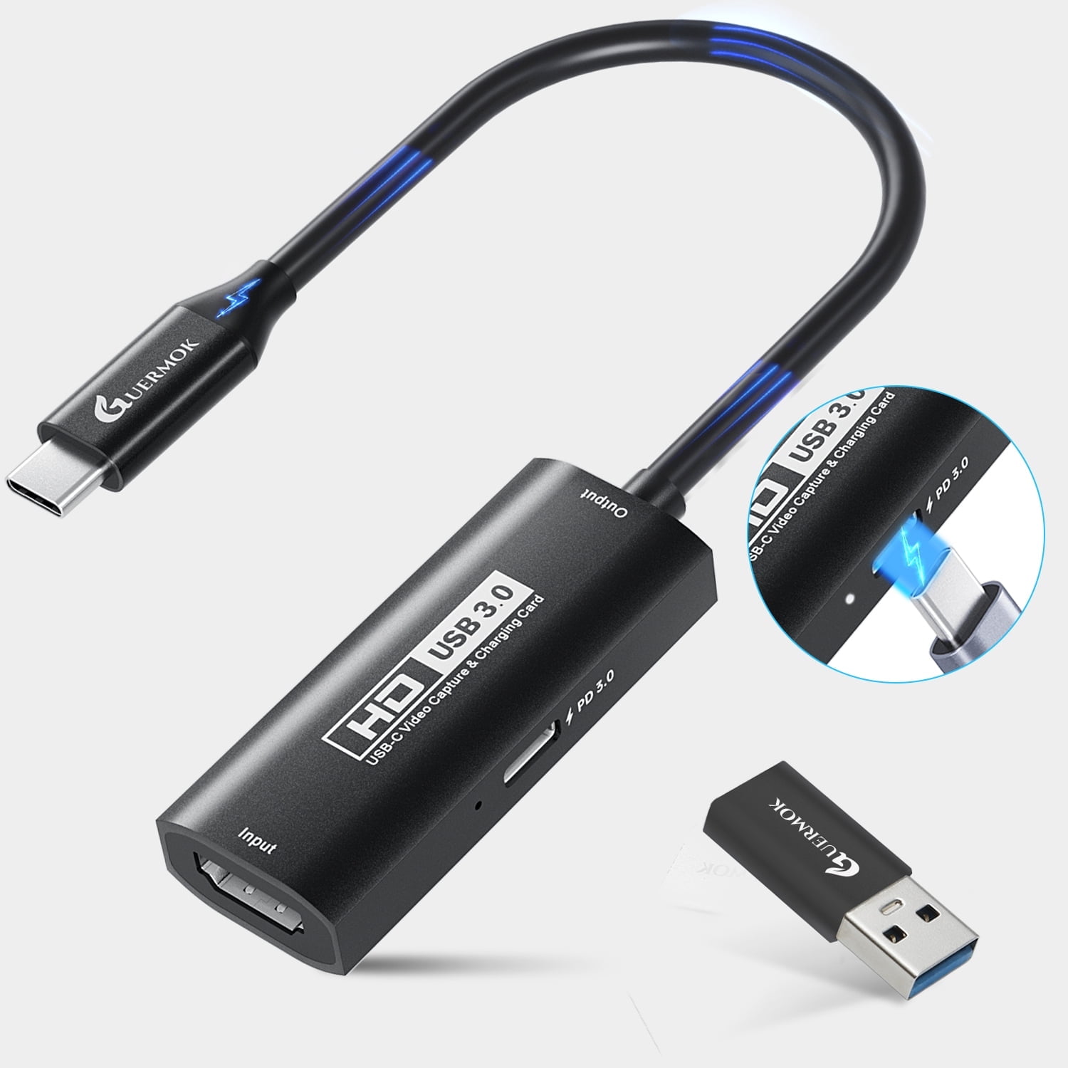 Fast Multimedia Capture Card GUERMOK USB 3.0 Video Capture Card with PD 100W Fast Charge 1080P 60FPS ...