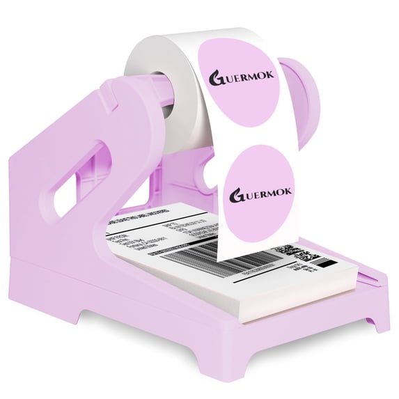 GUERMOK Thermal Shipping Label Holder for Rolls & Fan-Fold, Fragile Stickers for Shipping, Label Stand Desktop Printer Holder-Home Office Accessory Sticker Dispenser for Holographic (Purple)