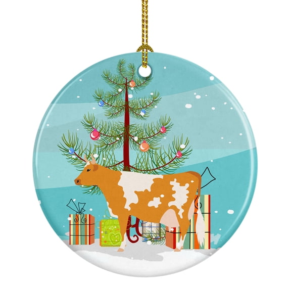 Guernsey Cow Christmas Ceramic Ornament