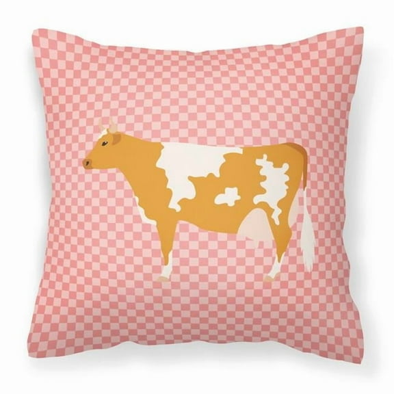 Guernsey Cow Pink Check Fabric Decorative Pillow
