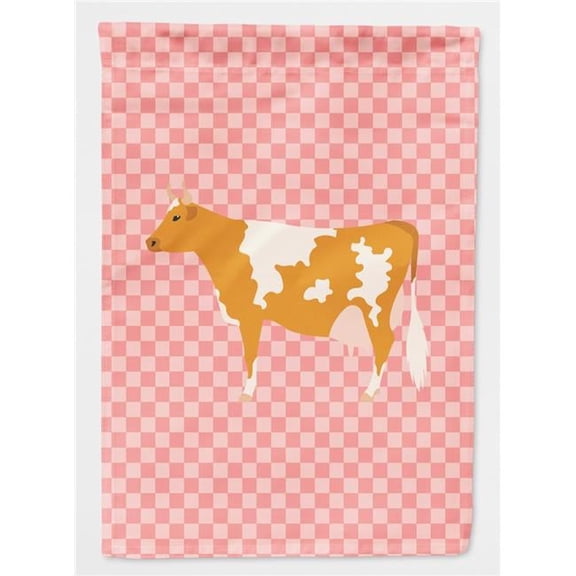 Guernsey Cow Pink Check Flag Garden Size