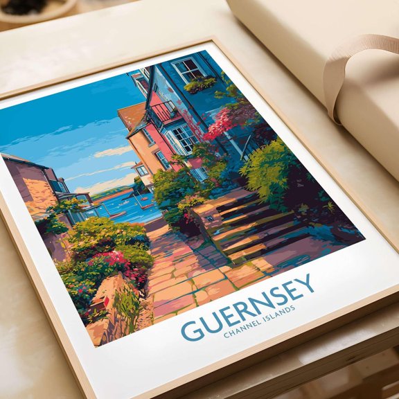 Guernsey Poster Channel Islands Art Print Harbour View