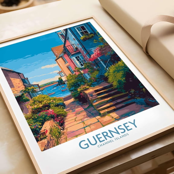 Guernsey Poster Channel Islands Art Print Harbour View