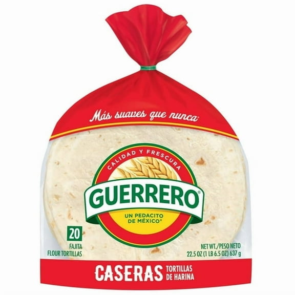 Guerrero Caseras Flour Tortillas, Fajita Size, 20 Count (Pack of 2)