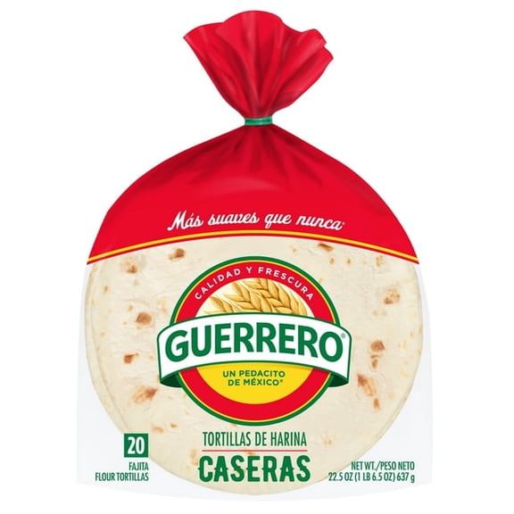 Guerrero Caseras Flour Tortillas, Fajita Size, 20 Count (Pack of 3)