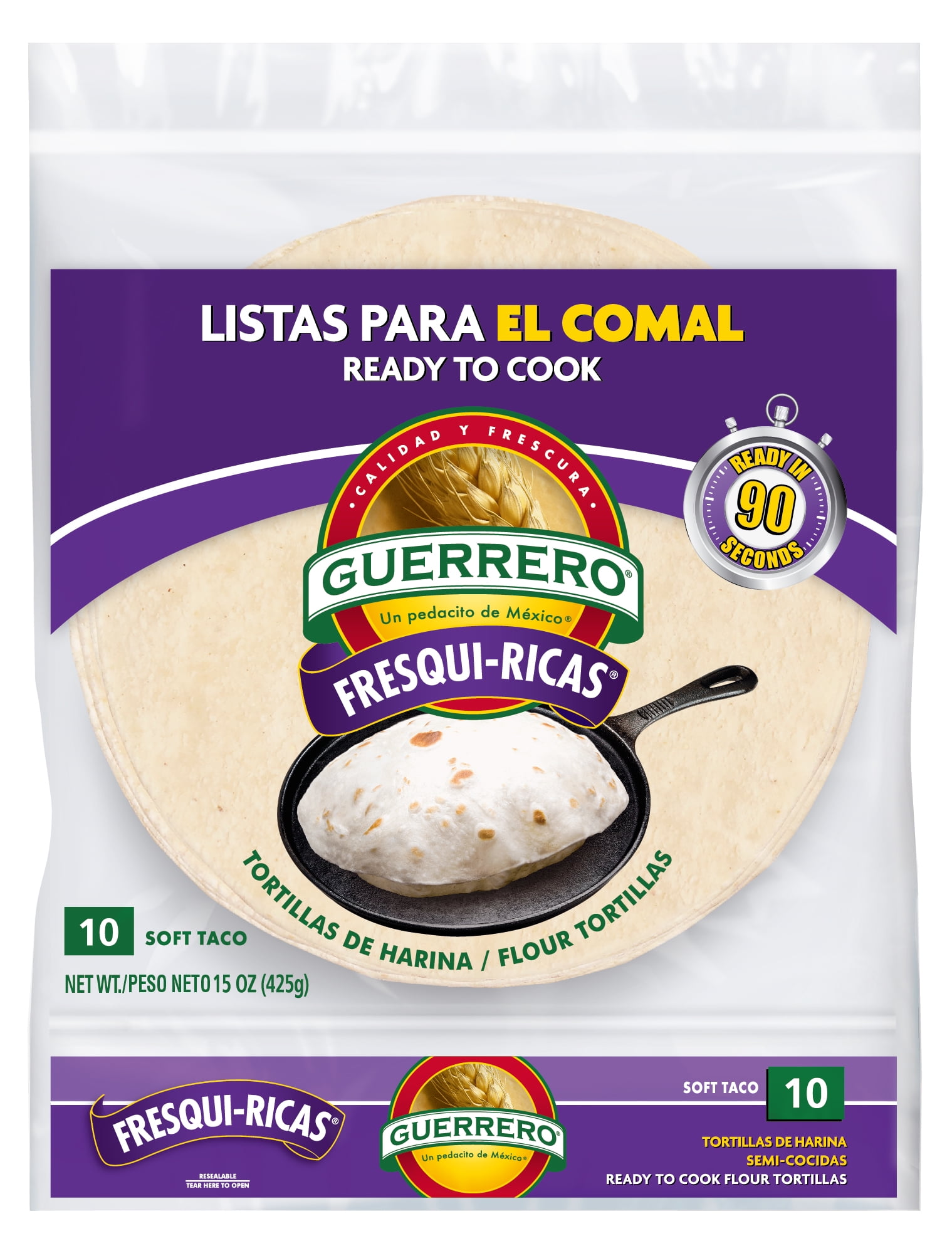 Guerrero FresquiRicas Ready to Cook Soft Taco Flour Tortillas, 10 Count