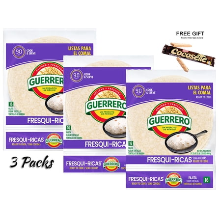 Guerrero Fresquiricas Ready to Cook Fajita Flour Tortillas, 21.33 oz, 16 Count (3 Packs with Free Gift) Winrock Store Offer