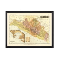 Guerrero Mexico Mexico Art, 1886 Vintage Map of Guerrero Mexico Mexico History Wall Decor Gift, Old Guerrero Mexico Map - 24" x 18" Black Framed Print