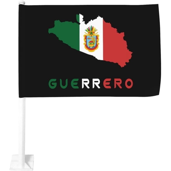 Guerrero Mexico State Flag Map Double Sided Car Flag Car Window Vehicle Flag for Most Vehicle Window 12"X18" Flag