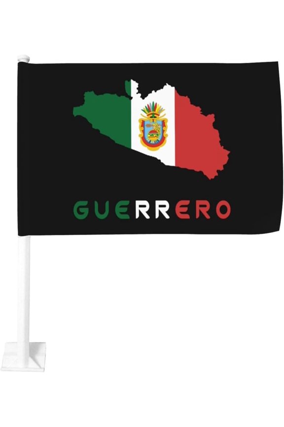 Guerrero Mexico State Flag Map Double Sided Car Flag Car Window Vehicle Flag for Most Vehicle Window 12"X18" Flag