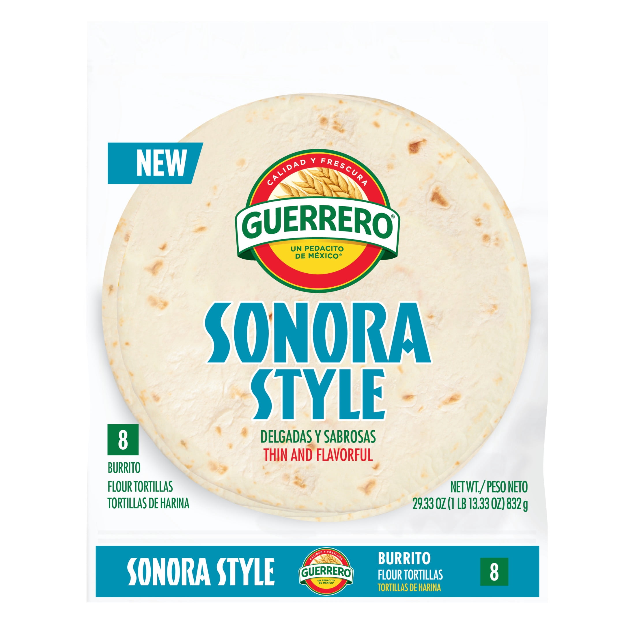 Guerrero Sonora Style Flour Tortillas, Burrito Size, 8 Count
