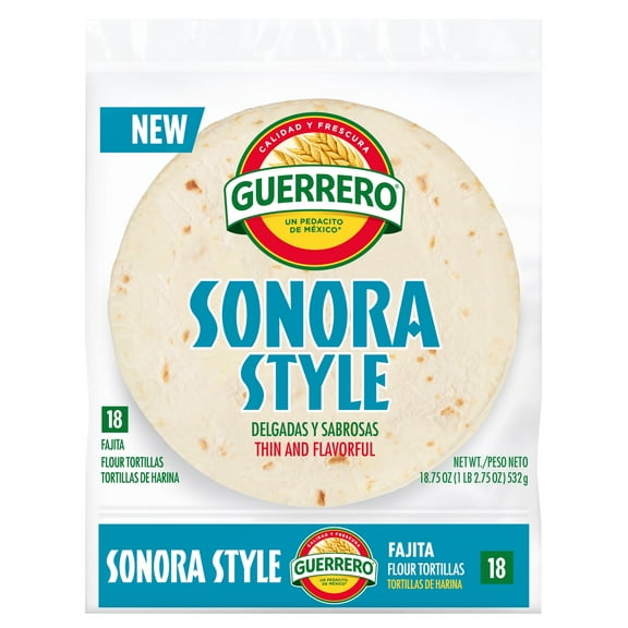 Guerrero Sonora Style Tortillas - 6.0" Fajita - 18 Count, 18.75 oz.