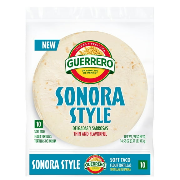 Guerrero Sonora Style Tortillas - 8.0" Soft Taco - 10 Count, 14.58 oz.
