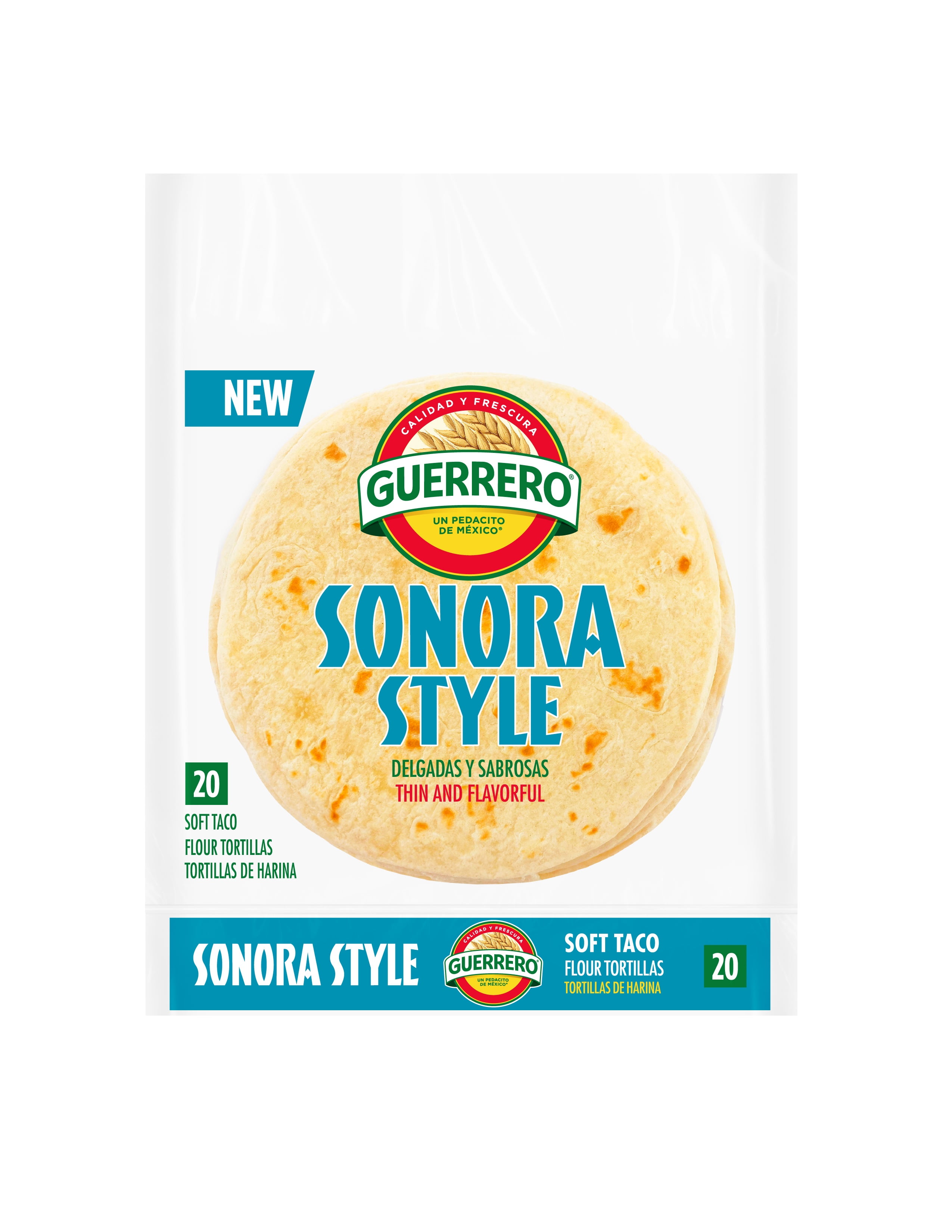 Guerrero Sonora Style Tortillas - 8.0" Soft Taco - 20 Count, 29.17 oz.
