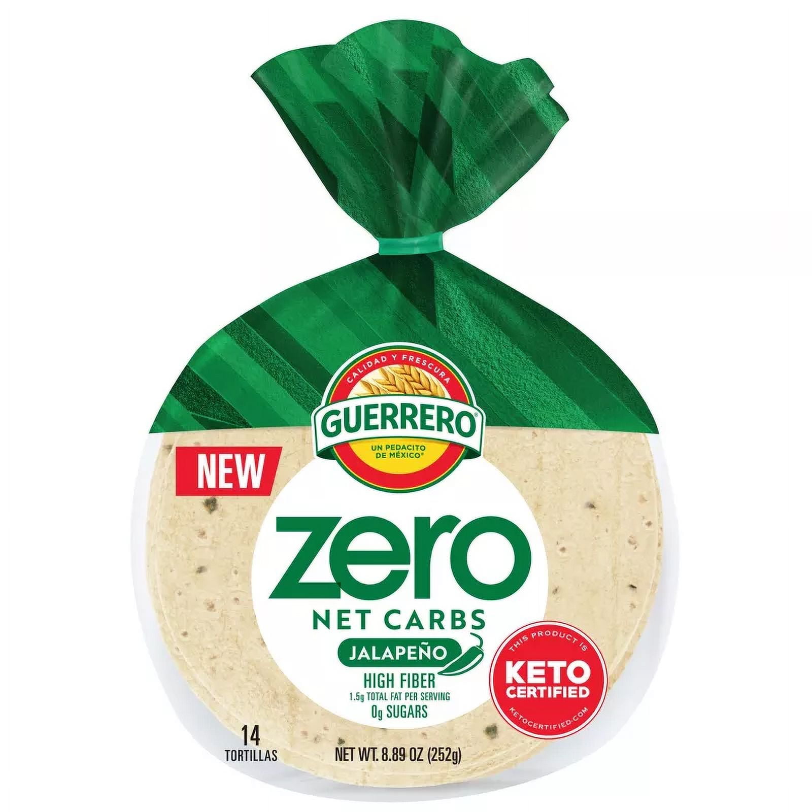 Guerrero Street Taco Size Zero Net Carbs Jalapeno Tortillas 14ct / 8.89oz (Pack of 2)