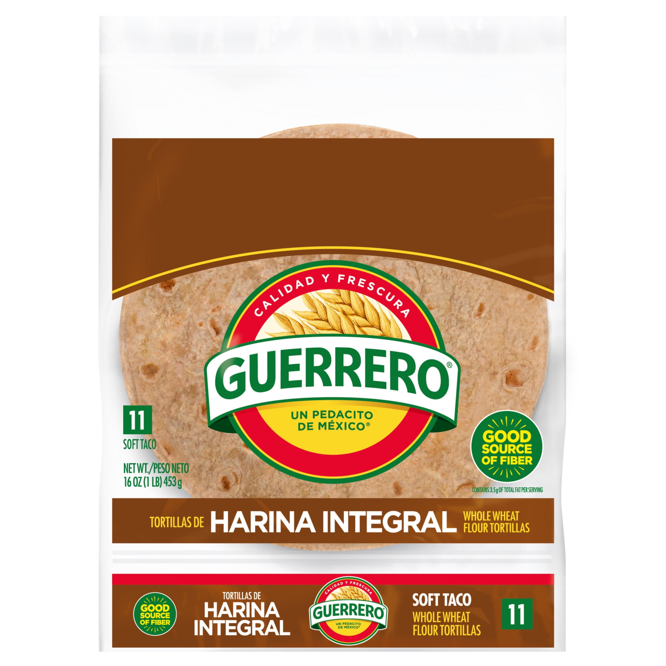 Guerrero Whole Wheat Flour Tortillas, Soft Taco Size, 11 Count