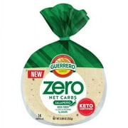 Guerrero Zero Net Carb Jalapeño Tortillas - 0g Net Carbs - Keto Certified - 4.5" Street Taco - 14 Count, 8.89 oz.