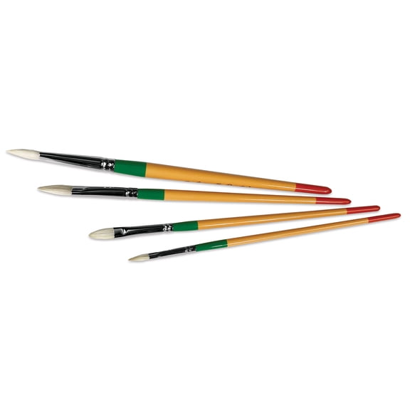 Guerrilla Painter Bristle Brushes- Filberts, Long Handle-Set of 4