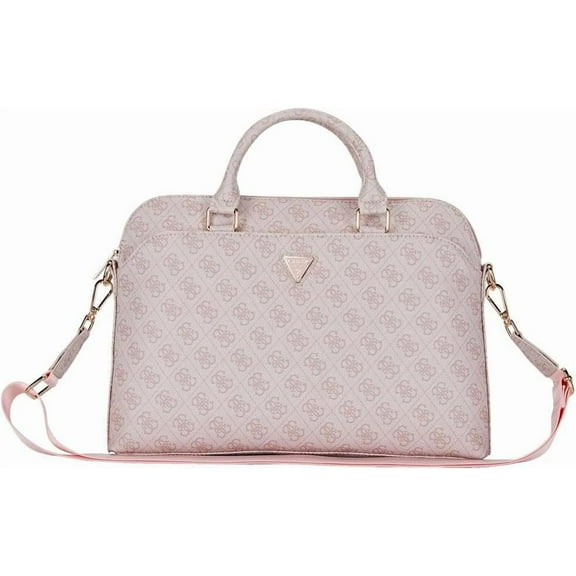 Guess 4G Triangle Logo Zipper Pocket 15" Laptop Bag Pink - GUCB15P4DPTP