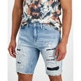 thumbnail image 1 of Guess ALCHEMY BLUE Men's Logan Slim-Fit Destroyed Denim Shorts, US 32x32, 1 of 3