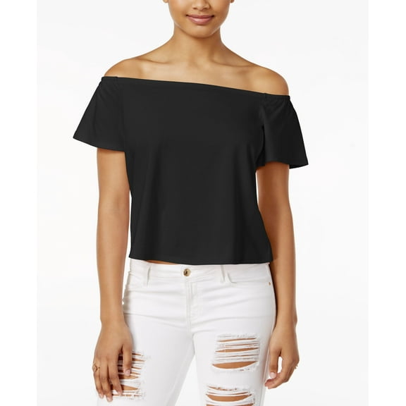 Guess Amore Printed Off The Shoulder Top Jet Black XL