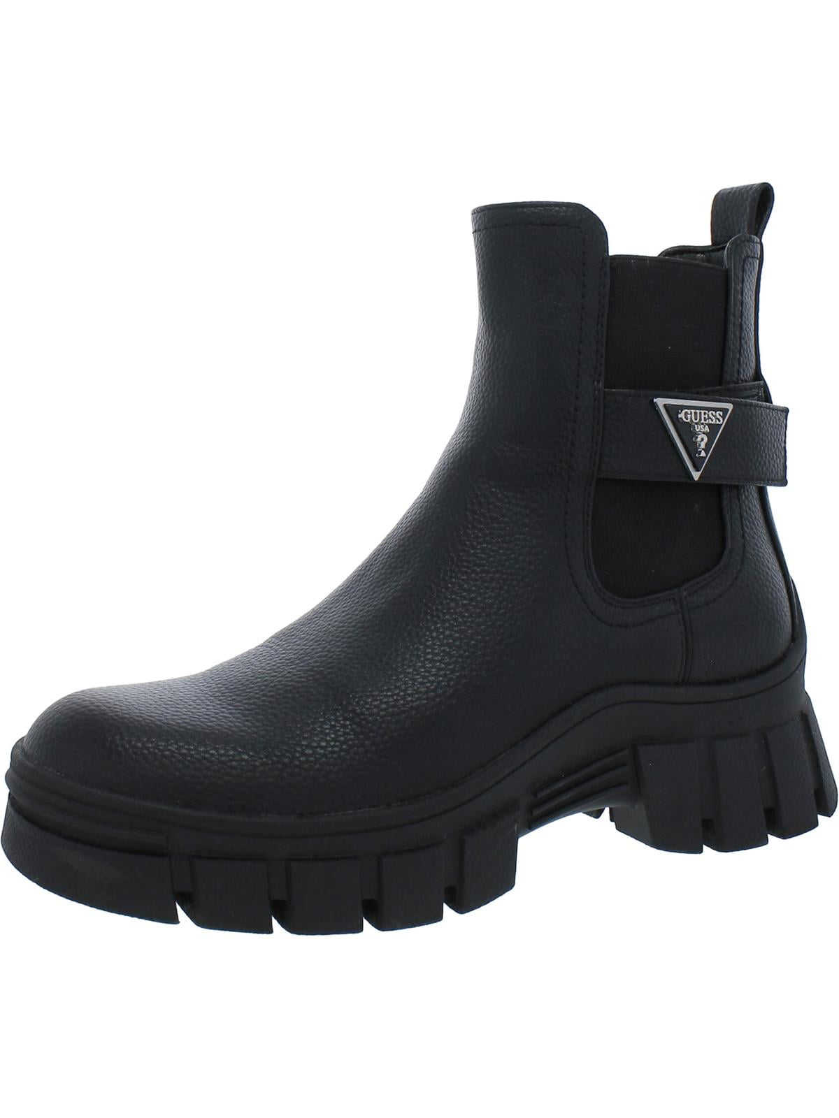 Guess Womens Hensly Lugged Sole Faux Leather Chelsea Boots