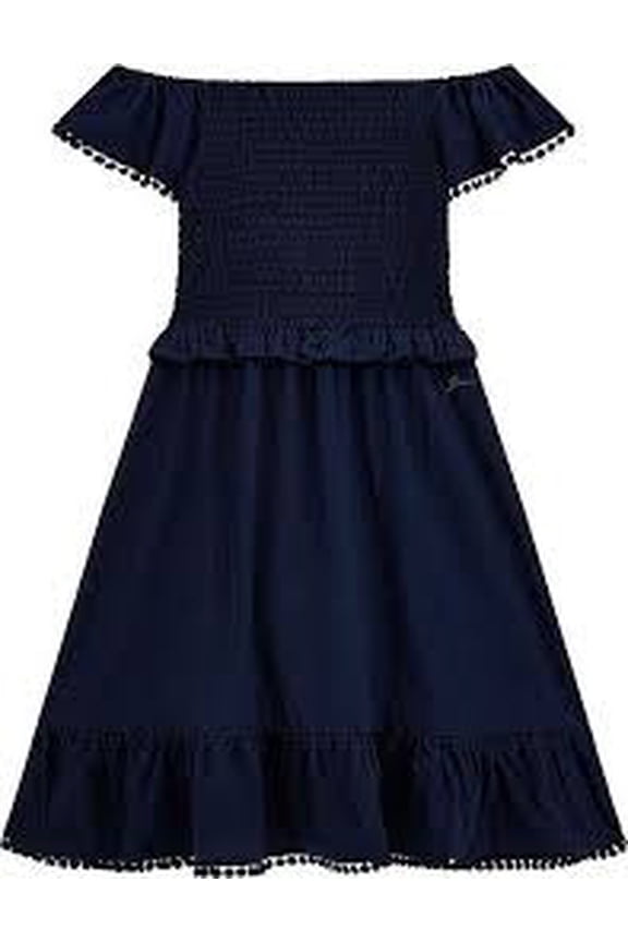 BLUE Big Girl Poplin Short Sleeve Dress, US 7