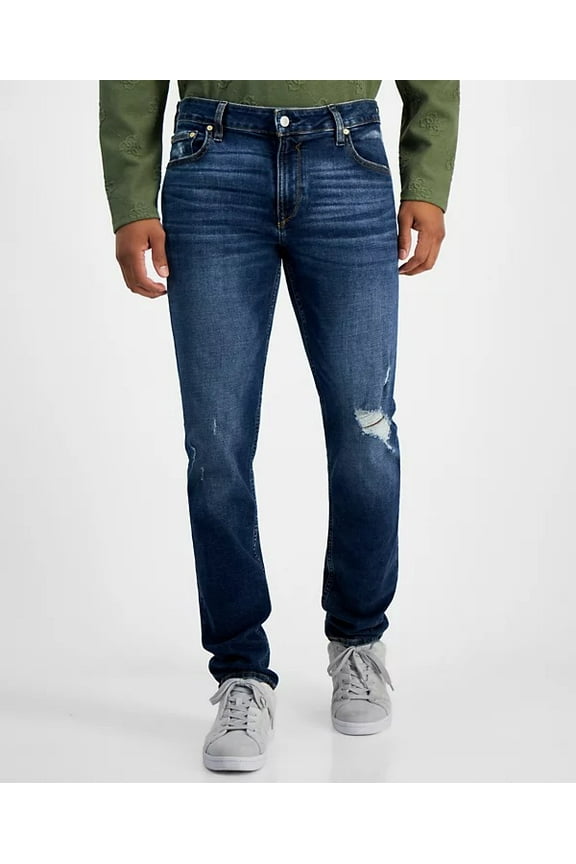 CALABASAS WASH Men's Destroyed Slim Tapered Fit Jeans, US 34x30