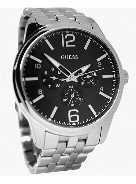 Guess Captain Multi-Function Black Dial Stainless Steel Mens Watch U11685G2