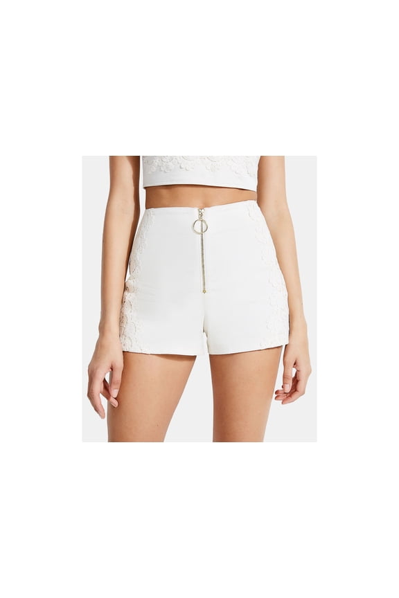 Caylin Lace Detail Shorts Cream White 4