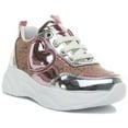 thumbnail image 1 of Guess Claire Kid's Lace Up Casual Synthetic Sneakers In Silver Size 2, 1 of 6